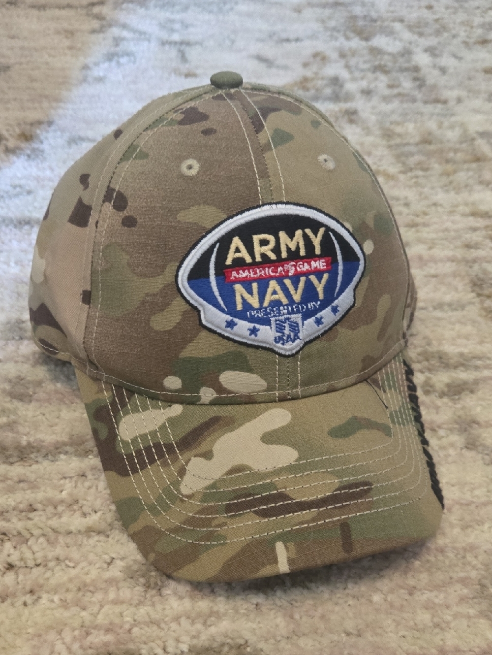 '47 Black Cap with Camo Lining and Embroidered Patch
